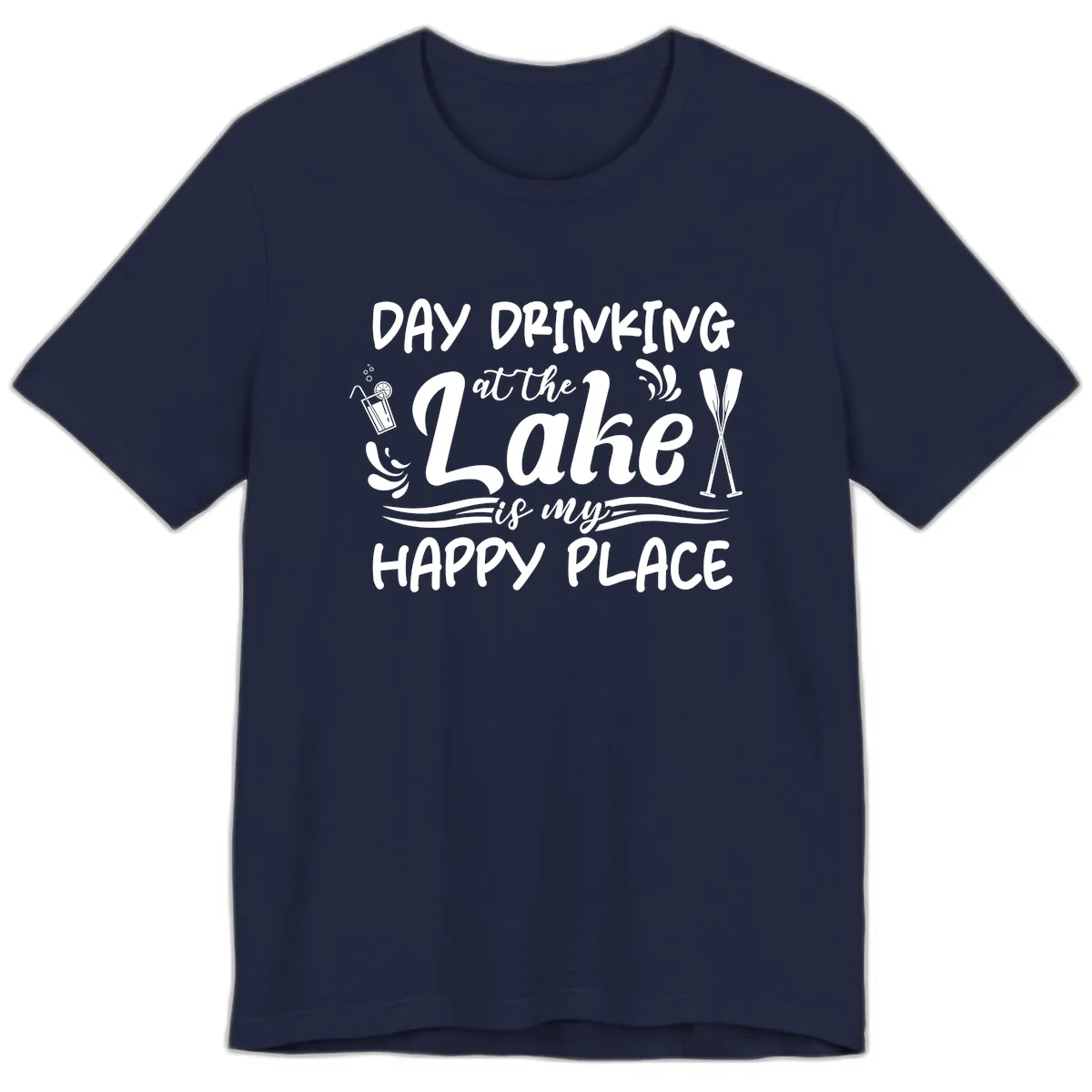Day Drinking At The Lake Happy Place Premium T-Shirt in Navy