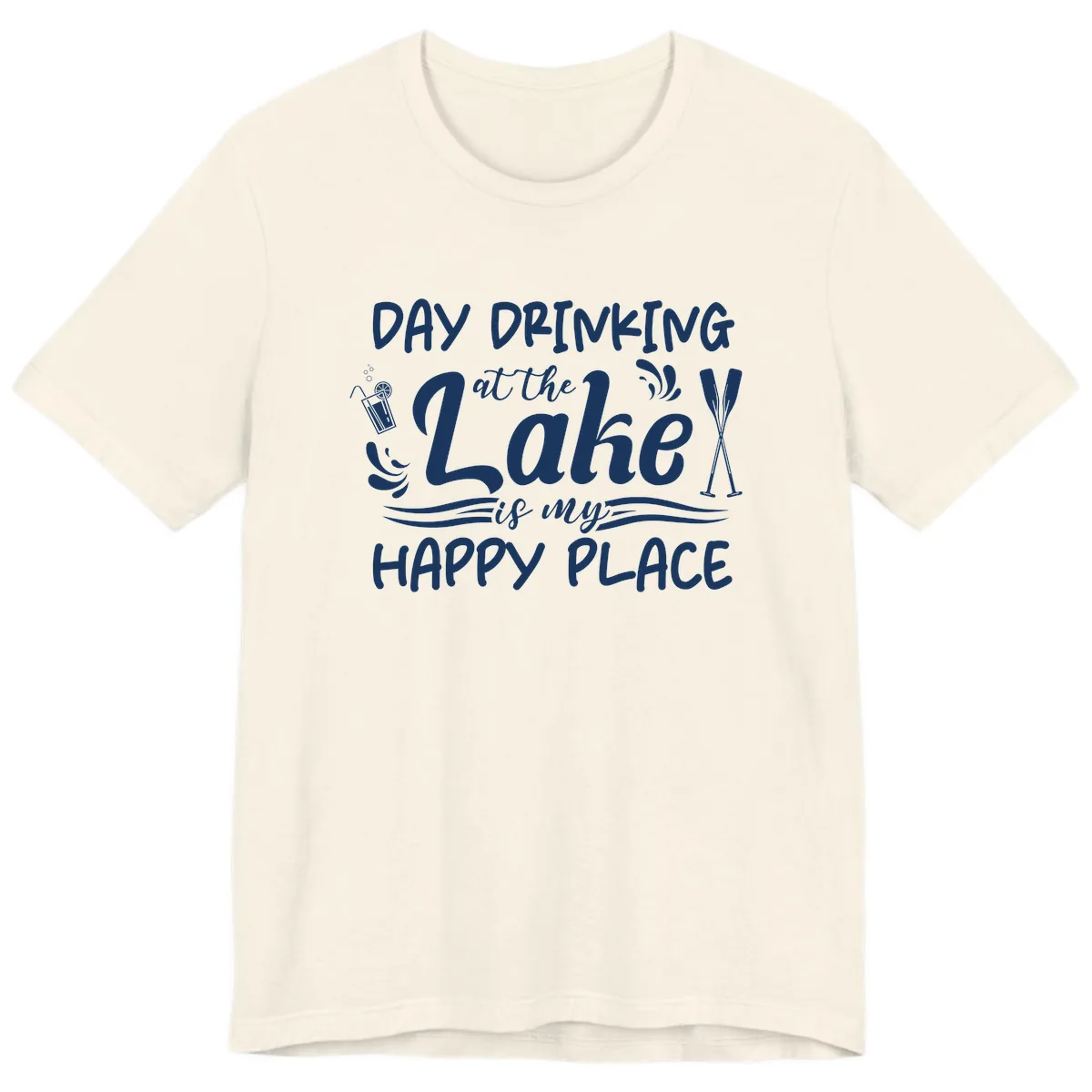 Day Drinking At The Lake Happy Place Premium T-Shirt in Natural