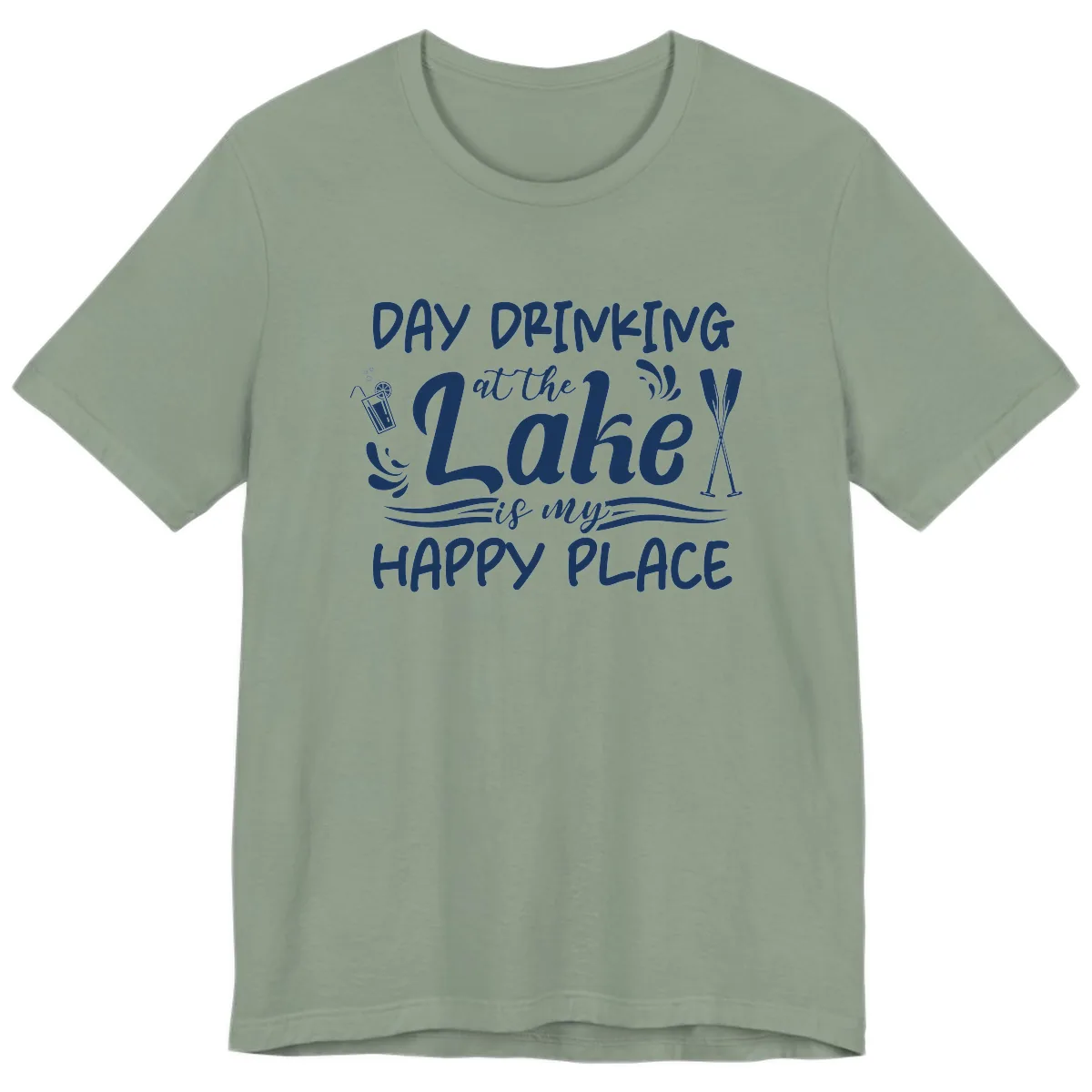 Day Drinking At The Lake Happy Place Premium T-Shirt in Sage