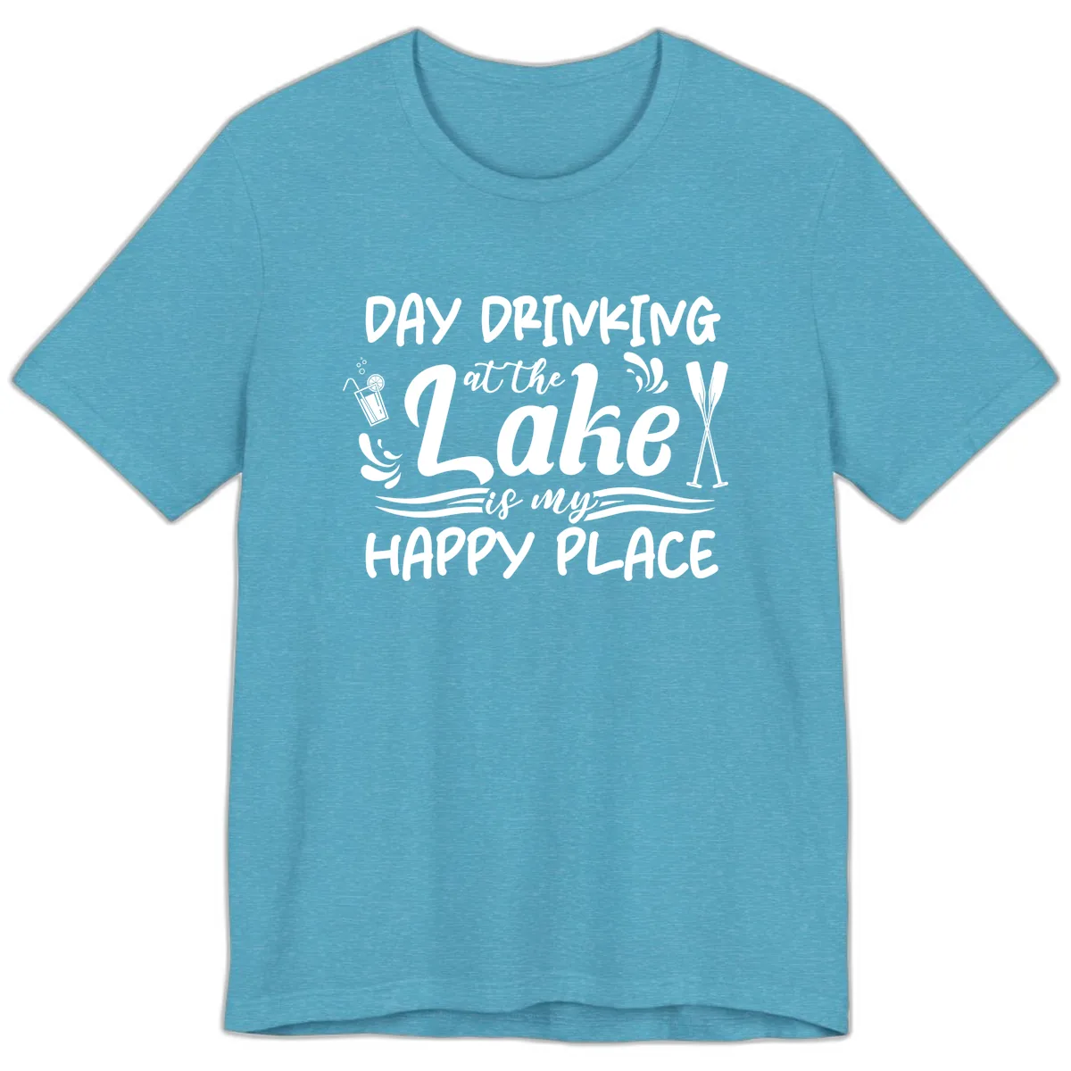 Day Drinking At The Lake Happy Place Premium T-Shirt in Heather Aqua