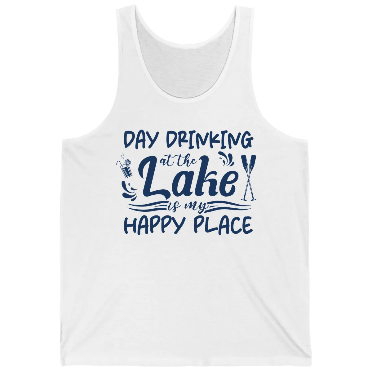 Day Drinking At The Lake Happy Place Tank in White