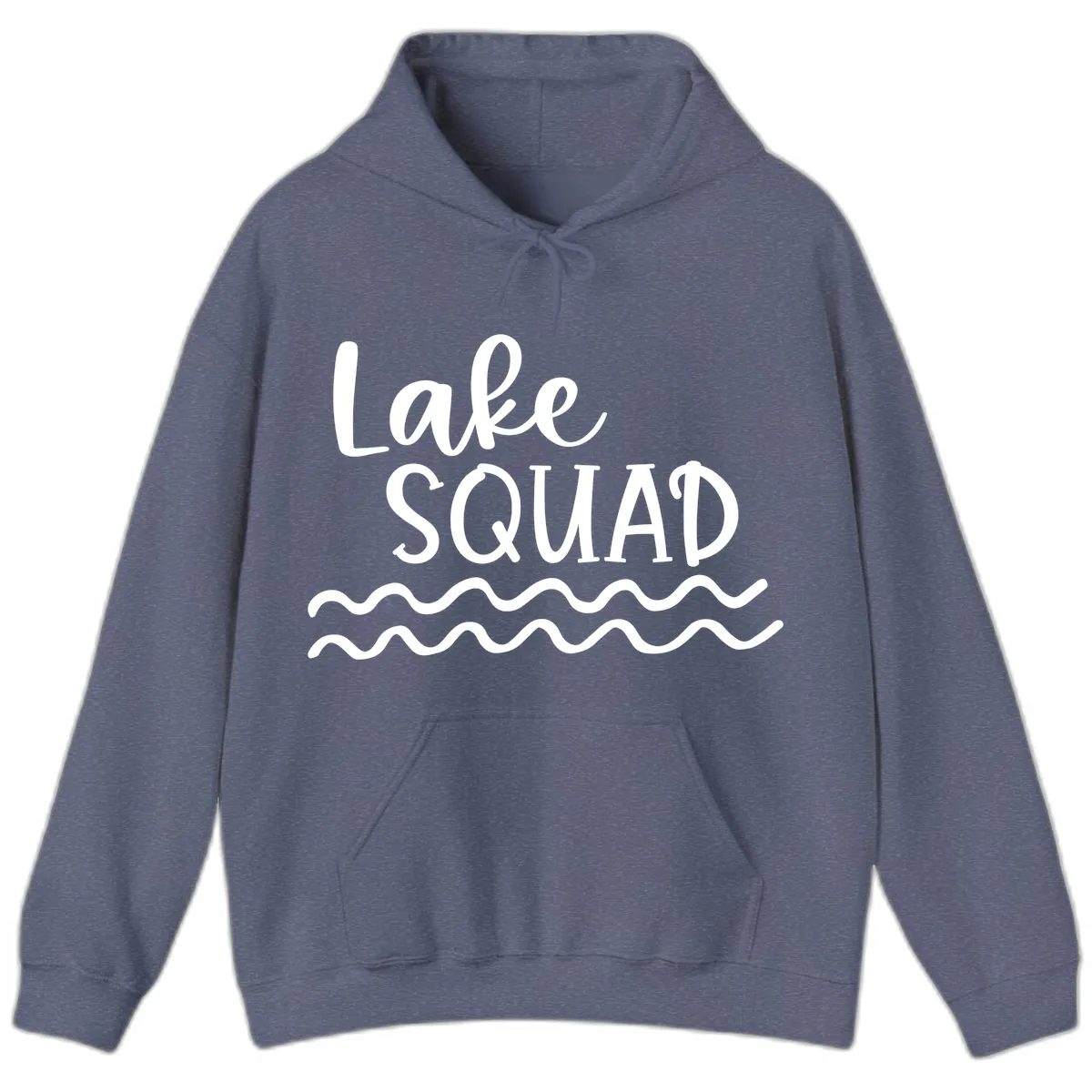 Lake Squad Wavy Design Hoodie in Heather Navy