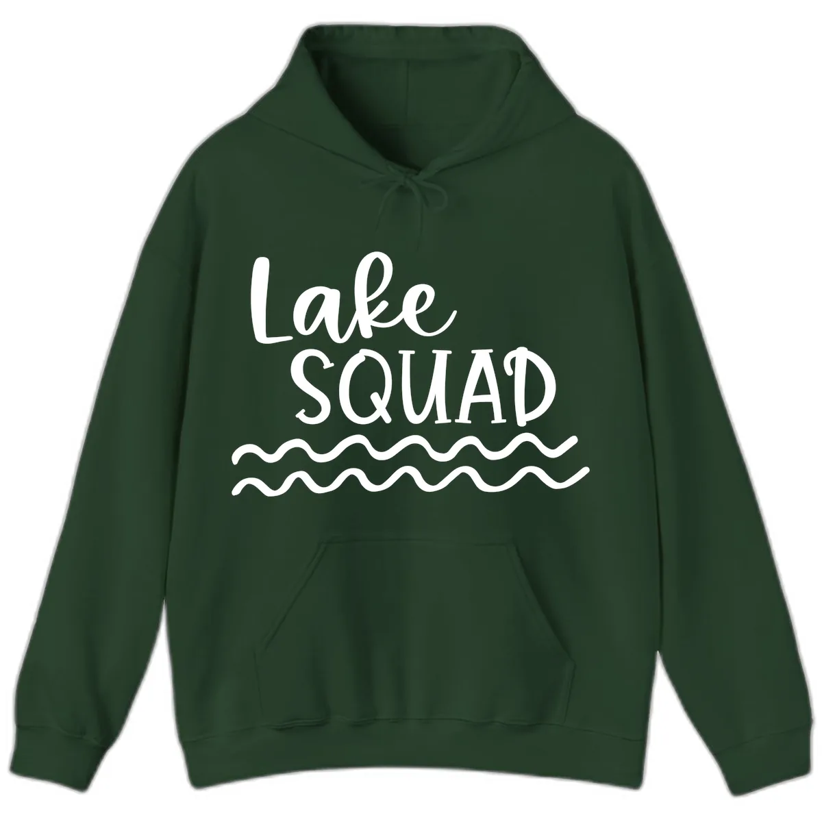 Lake Squad Wavy Design Hoodie in Forest Green