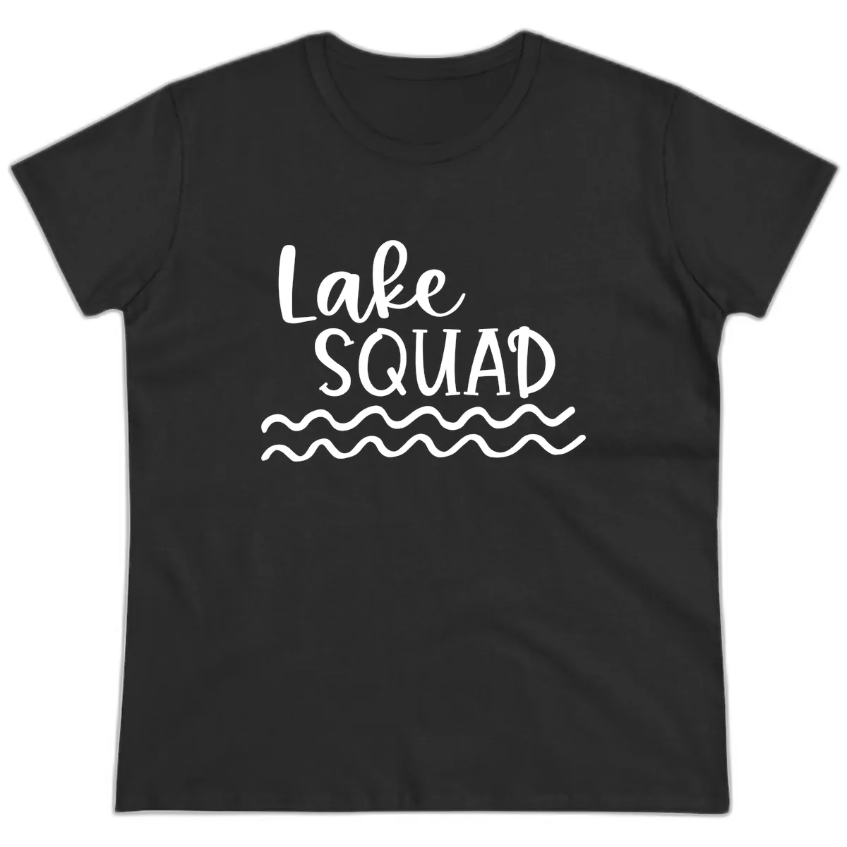 Lake Squad Wavy Design Ladies Tee in Black