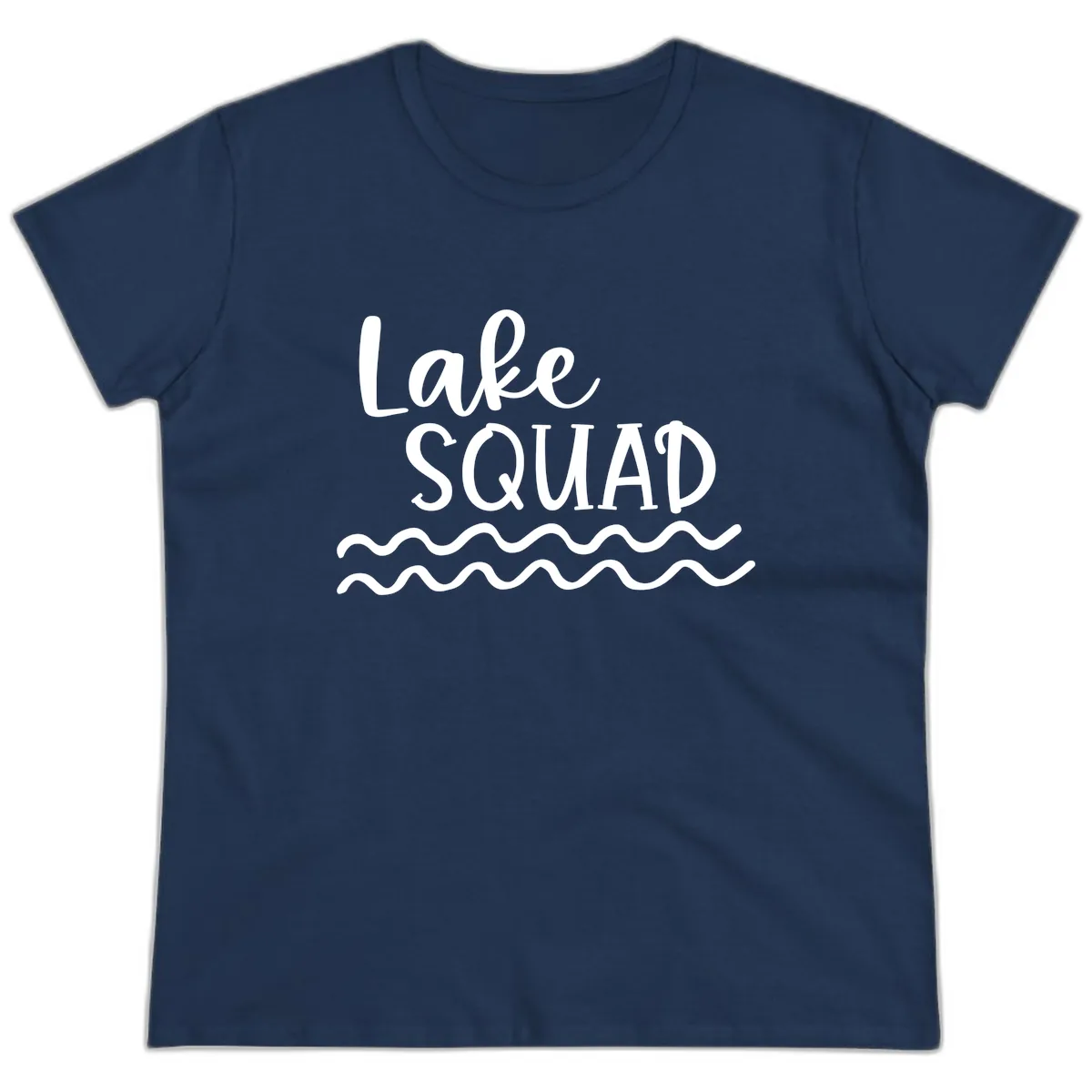 Lake Squad Wavy Design Ladies Tee in Navy