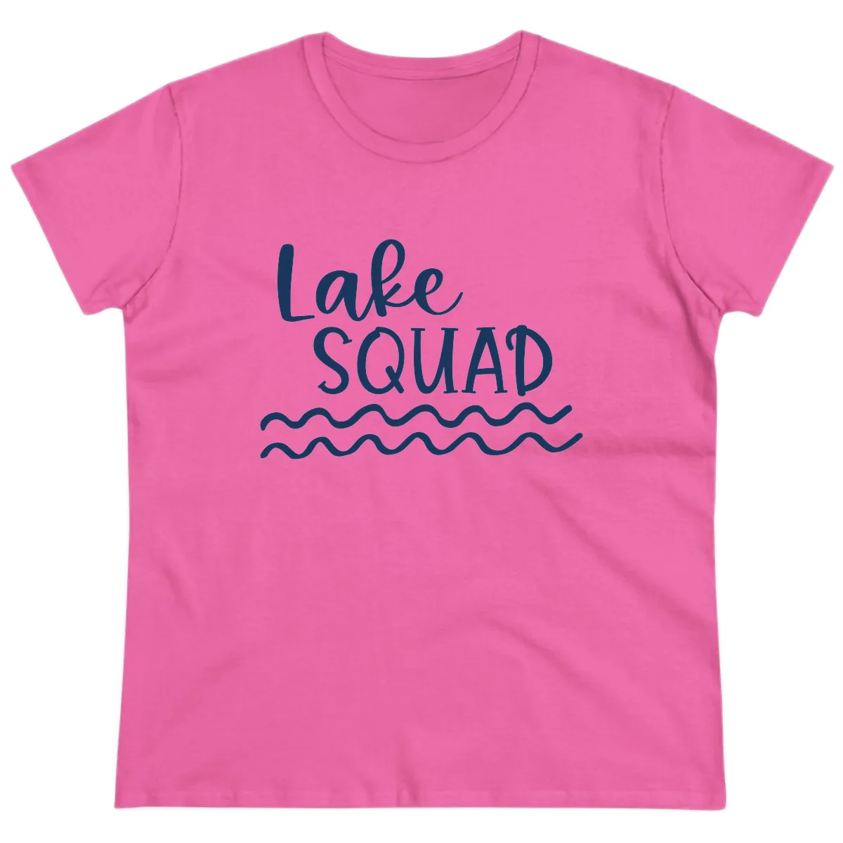 Lake Squad Wavy Design Ladies Tee in Azalea