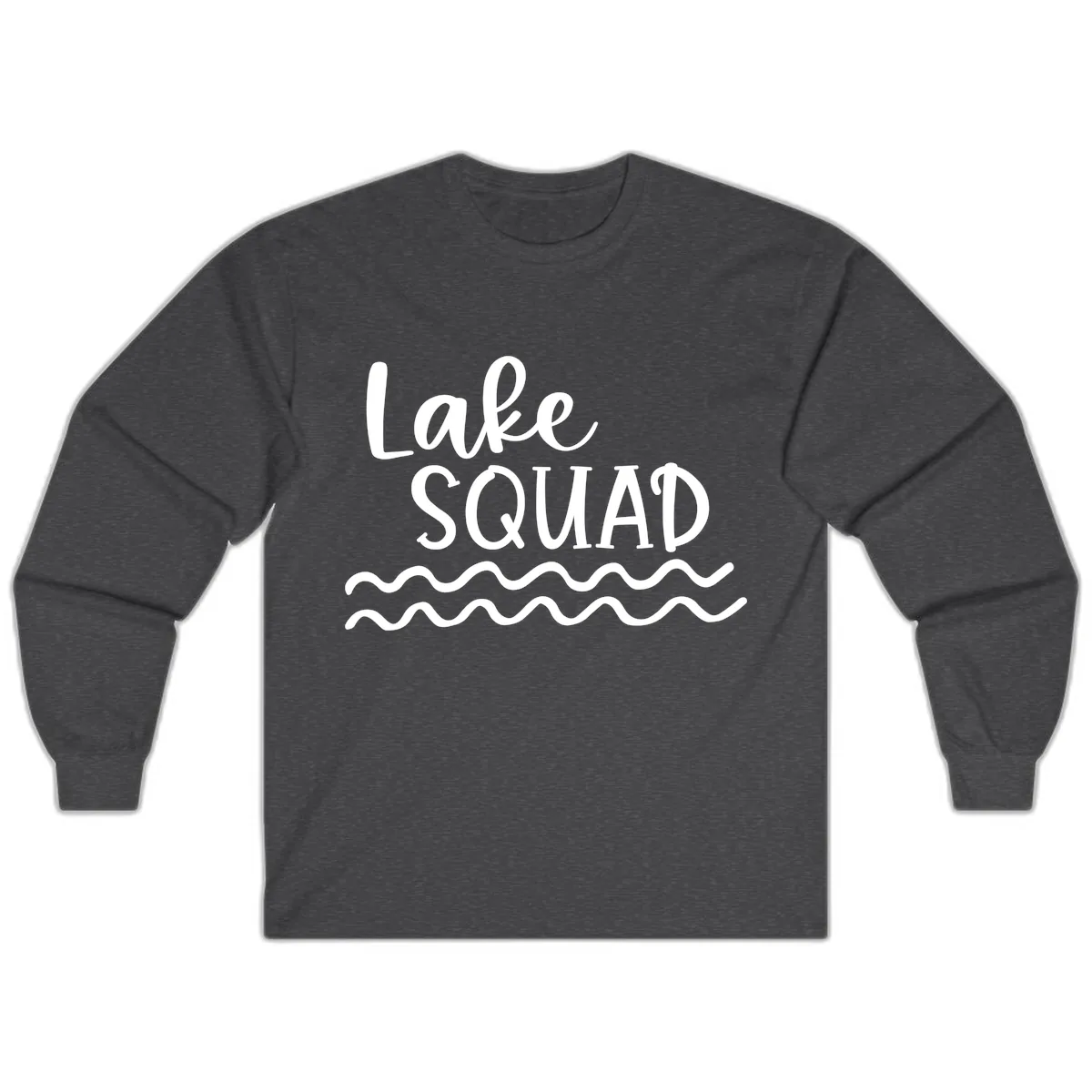 Lake Squad Wavy Design Long Sleeve in Dark Heather