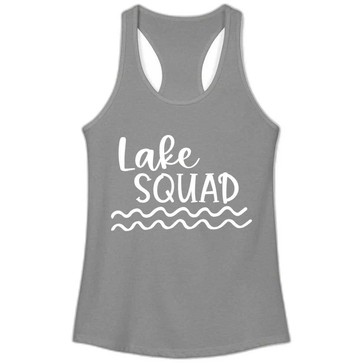 Lake Squad Wavy Design Ladies Tank in Heather Grey
