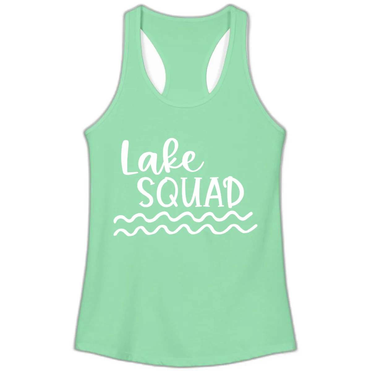 Lake Squad Wavy Design Ladies Tank in Solid Mint