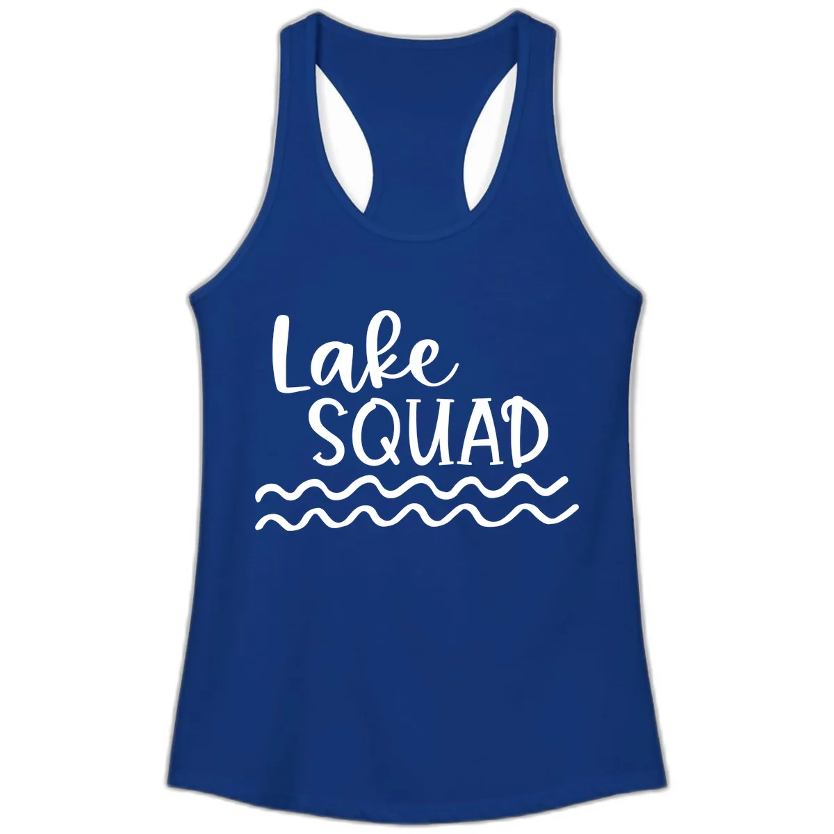 Lake Squad Wavy Design Ladies Tank in Solid Royal