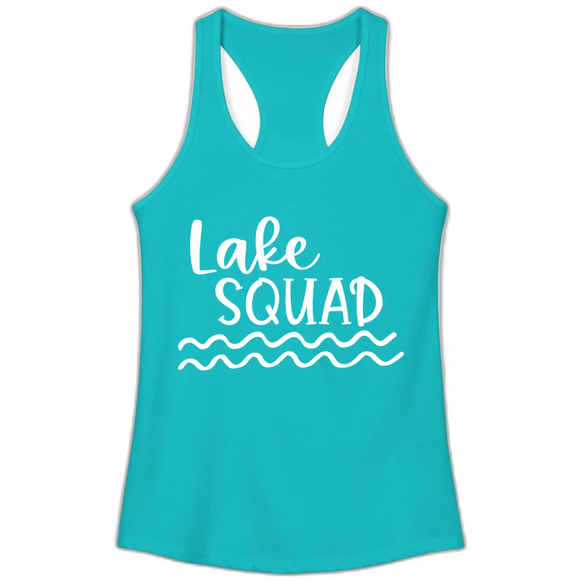 Lake Squad Wavy Design Ladies Tank in Tahiti Blue