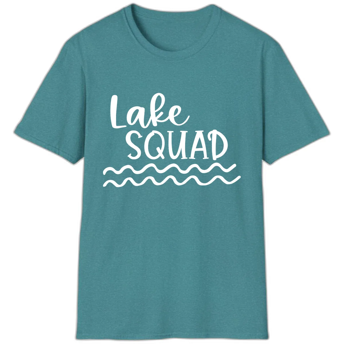 Lake Squad Wavy Design T-Shirt in Heather Galapagos Blue