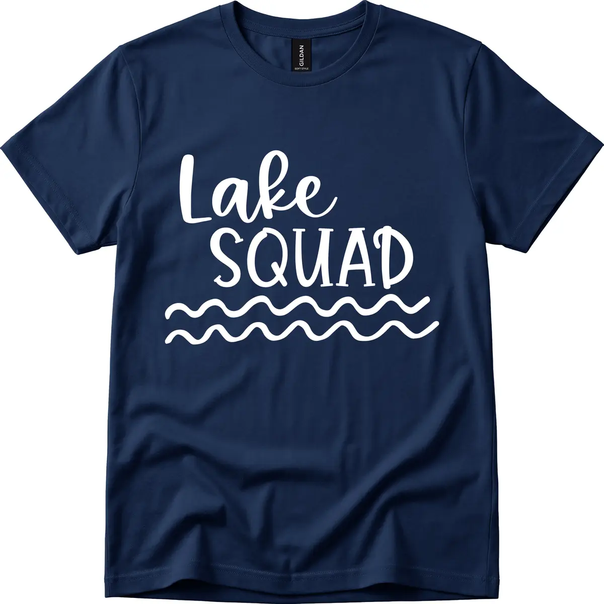 Lake Squad Wavy Design T-Shirt in Navy