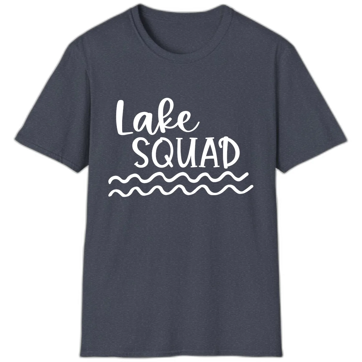 Lake Squad Wavy Design T-Shirt in Heather Navy