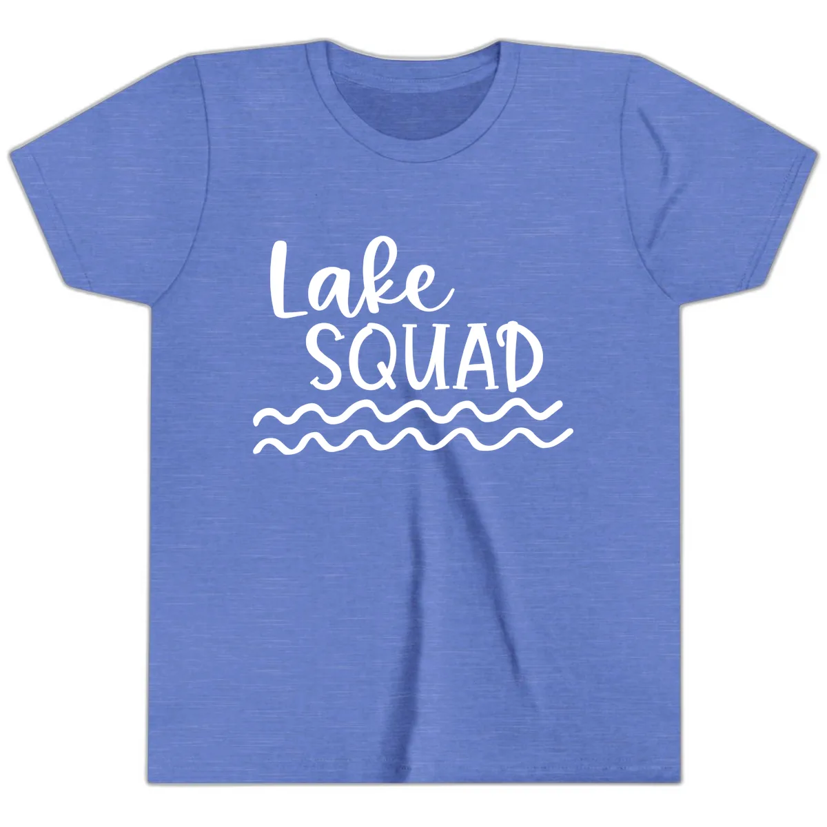 Lake Squad Wavy Design Youth T-Shirt in Heather Columbia Blue