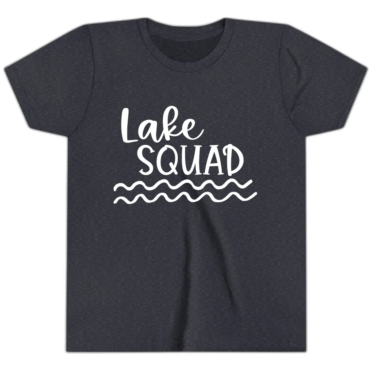 Lake Squad Wavy Design Youth T-Shirt in Heather Navy