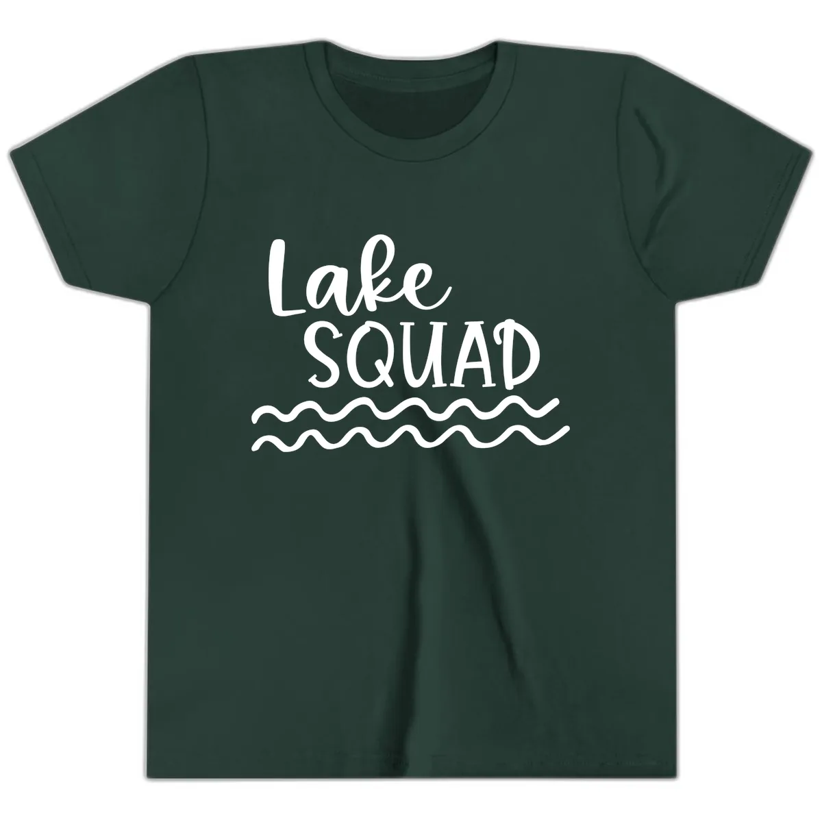 Lake Squad Wavy Design Youth T-Shirt in Forest