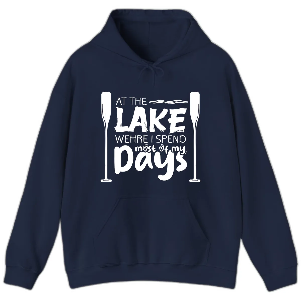 At The Lake Where I Spend Most Of My Days Hoodie in Navy