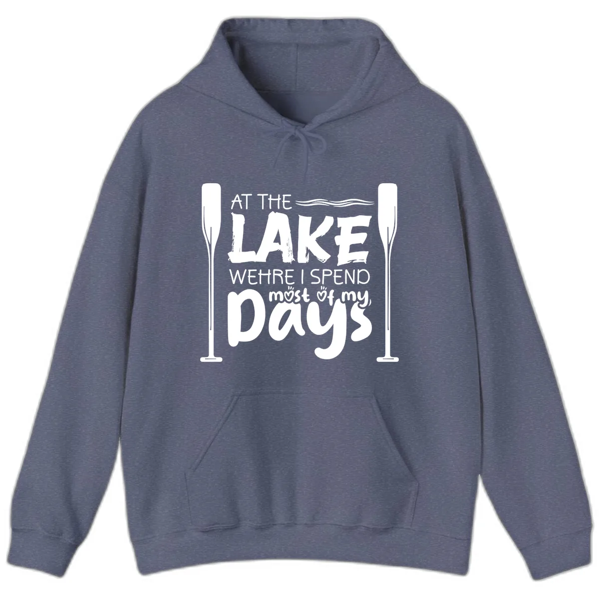At The Lake Where I Spend Most Of My Days Hoodie in Heather Navy