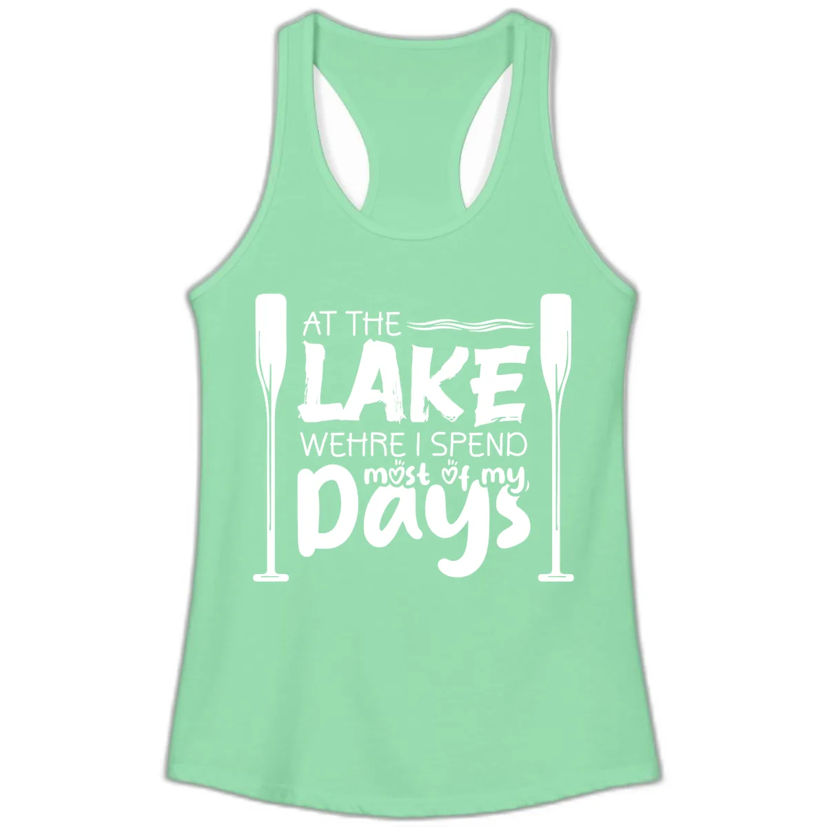 At The Lake Where I Spend Most Of My Days Ladies Tank in Solid Mint