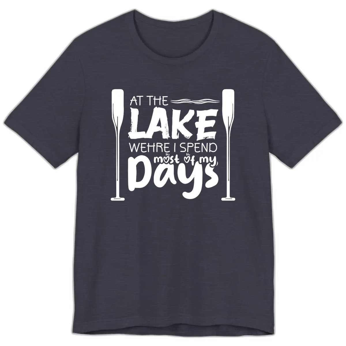 At The Lake Where I Spend Most Of My Days Premium T-Shirt in Heather Midnight Navy