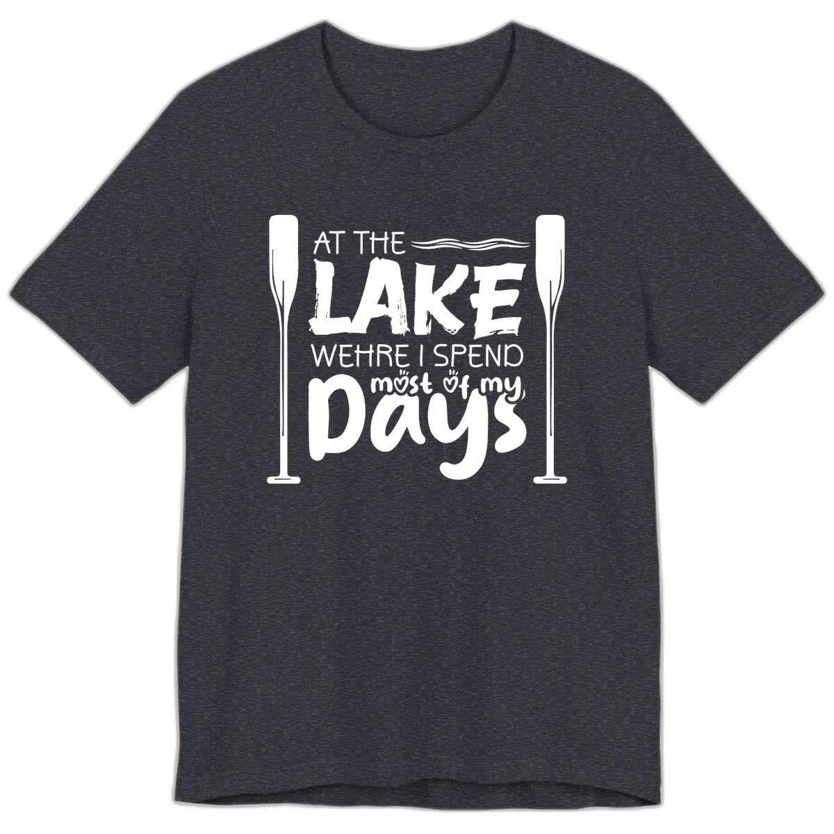 At The Lake Where I Spend Most Of My Days Premium T-Shirt in Heather Navy