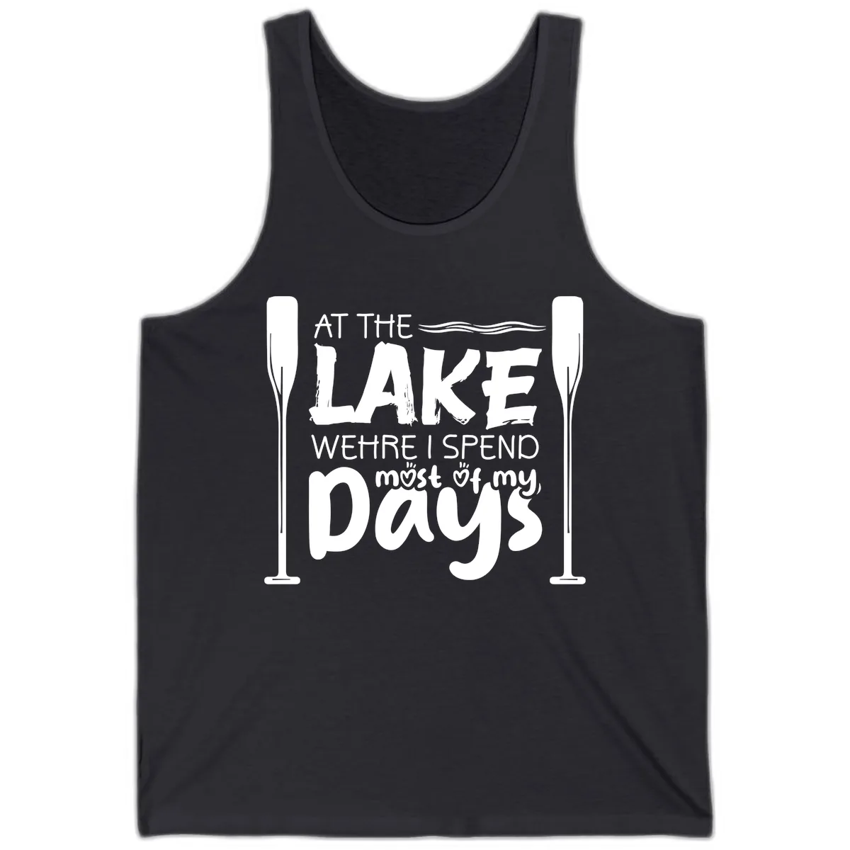 At The Lake Where I Spend Most Of My Days Tank in Dark Grey