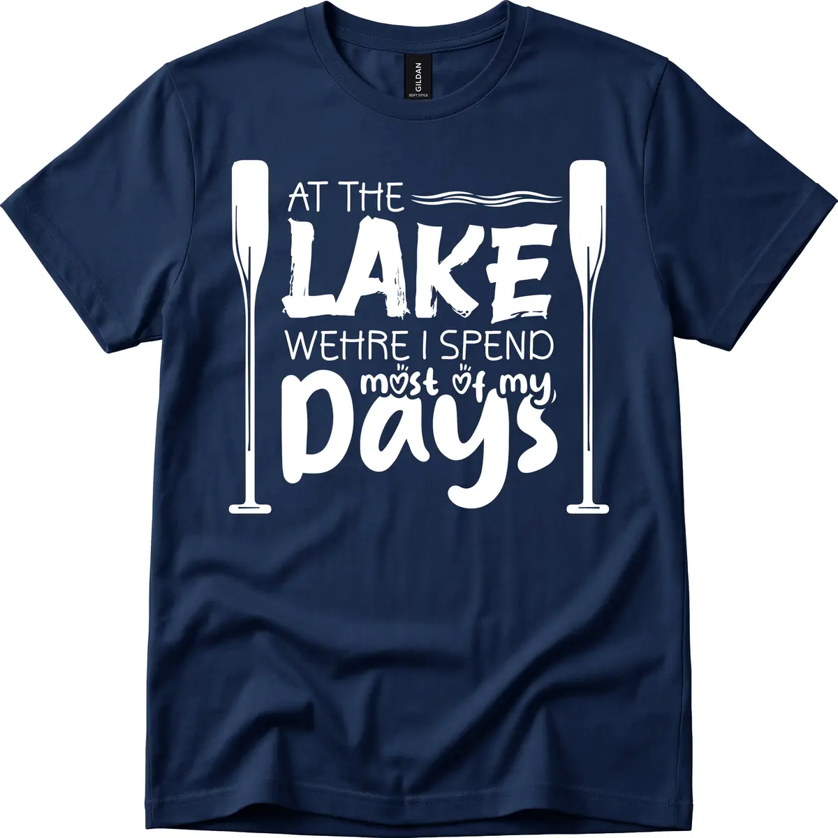 At The Lake Where I Spend Most Of My Days T-Shirt in Navy