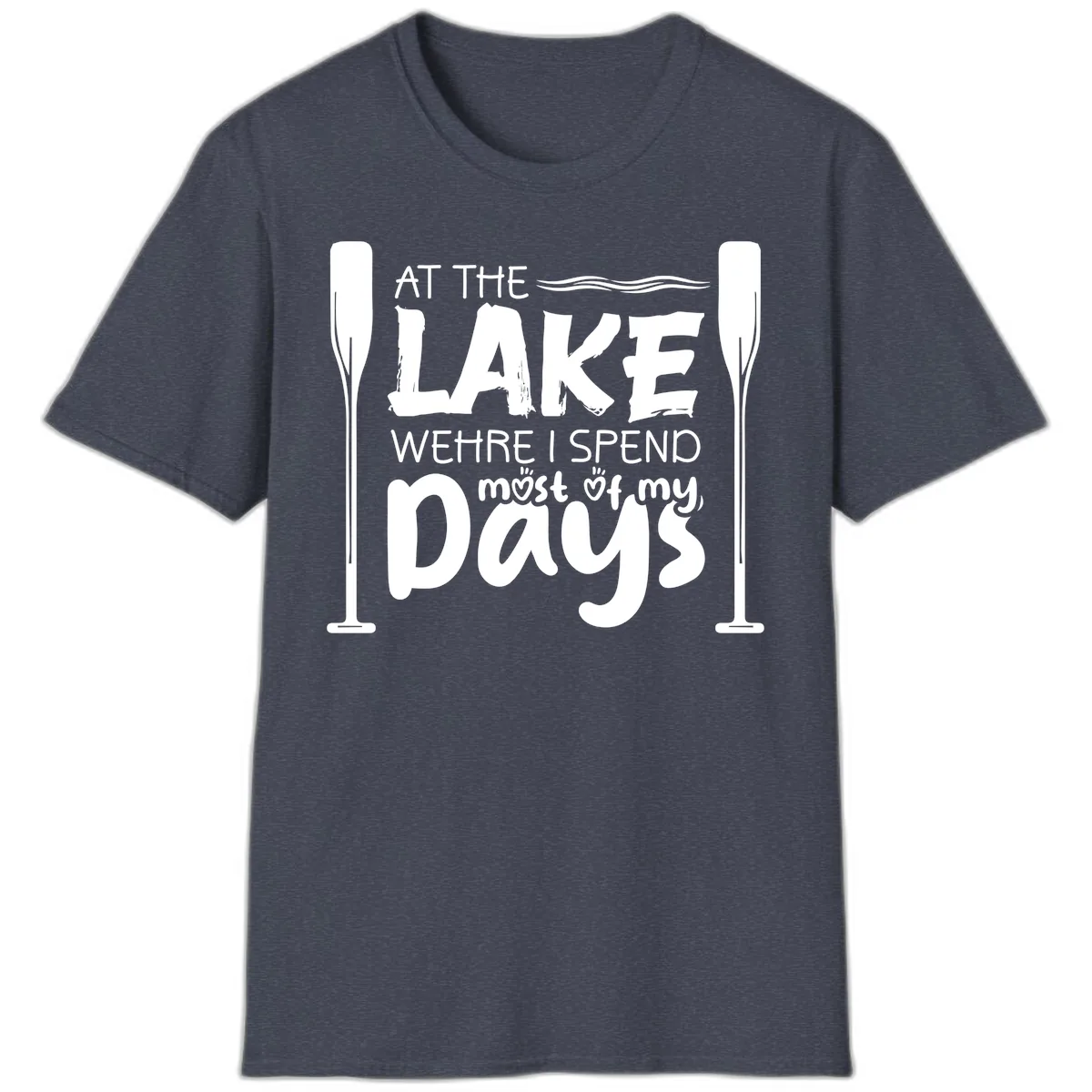 At The Lake Where I Spend Most Of My Days T-Shirt in Heather Navy