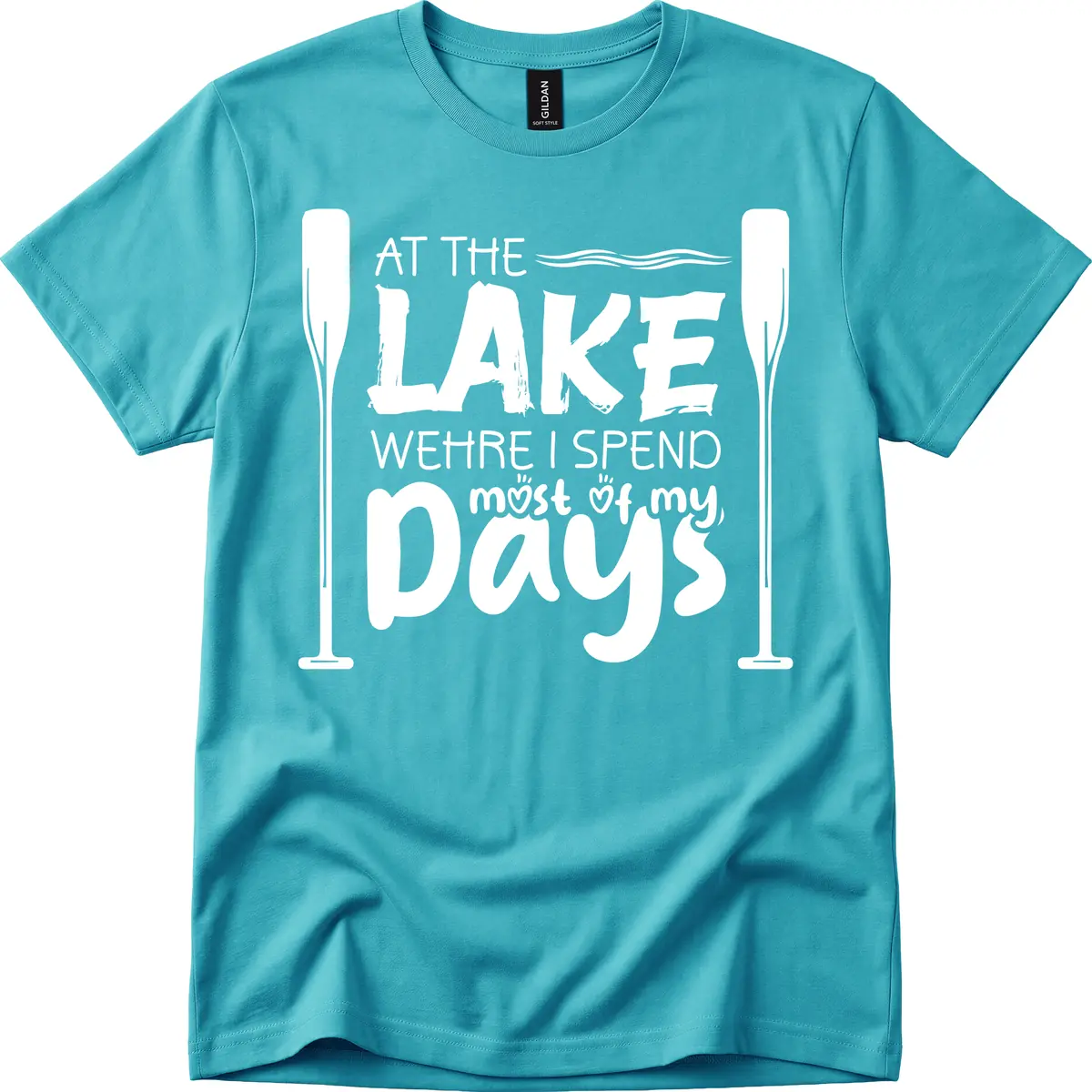 At The Lake Where I Spend Most Of My Days T-Shirt in Tropical Blue