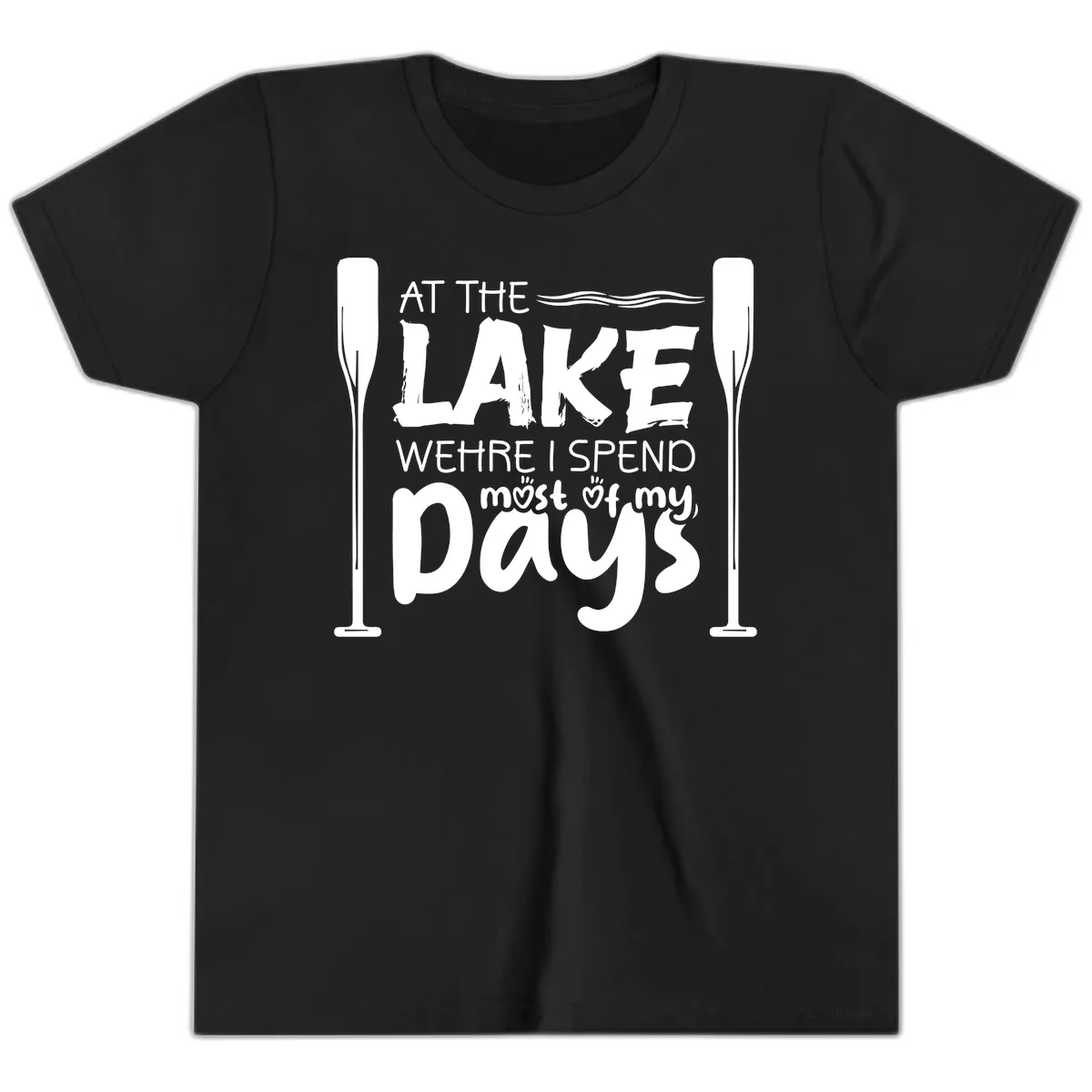 At The Lake Where I Spend Most Of My Days Youth T-Shirt in Black