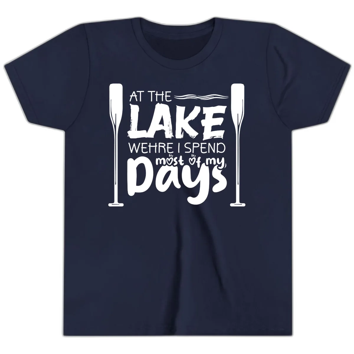 At The Lake Where I Spend Most Of My Days Youth T-Shirt in Navy