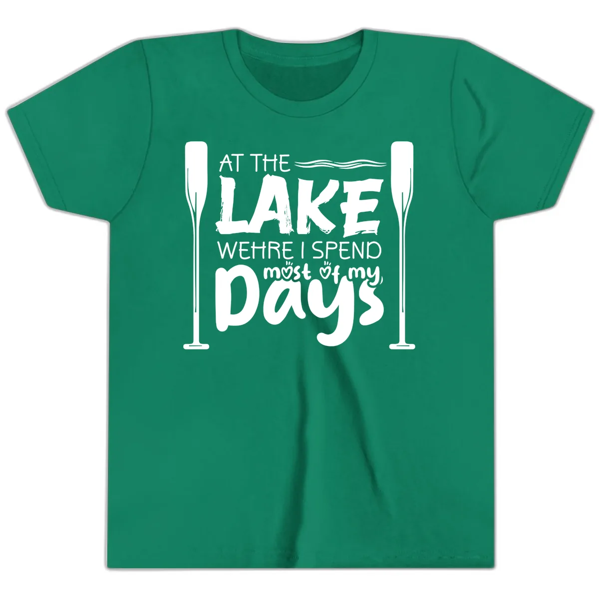 At The Lake Where I Spend Most Of My Days Youth T-Shirt in Kelly