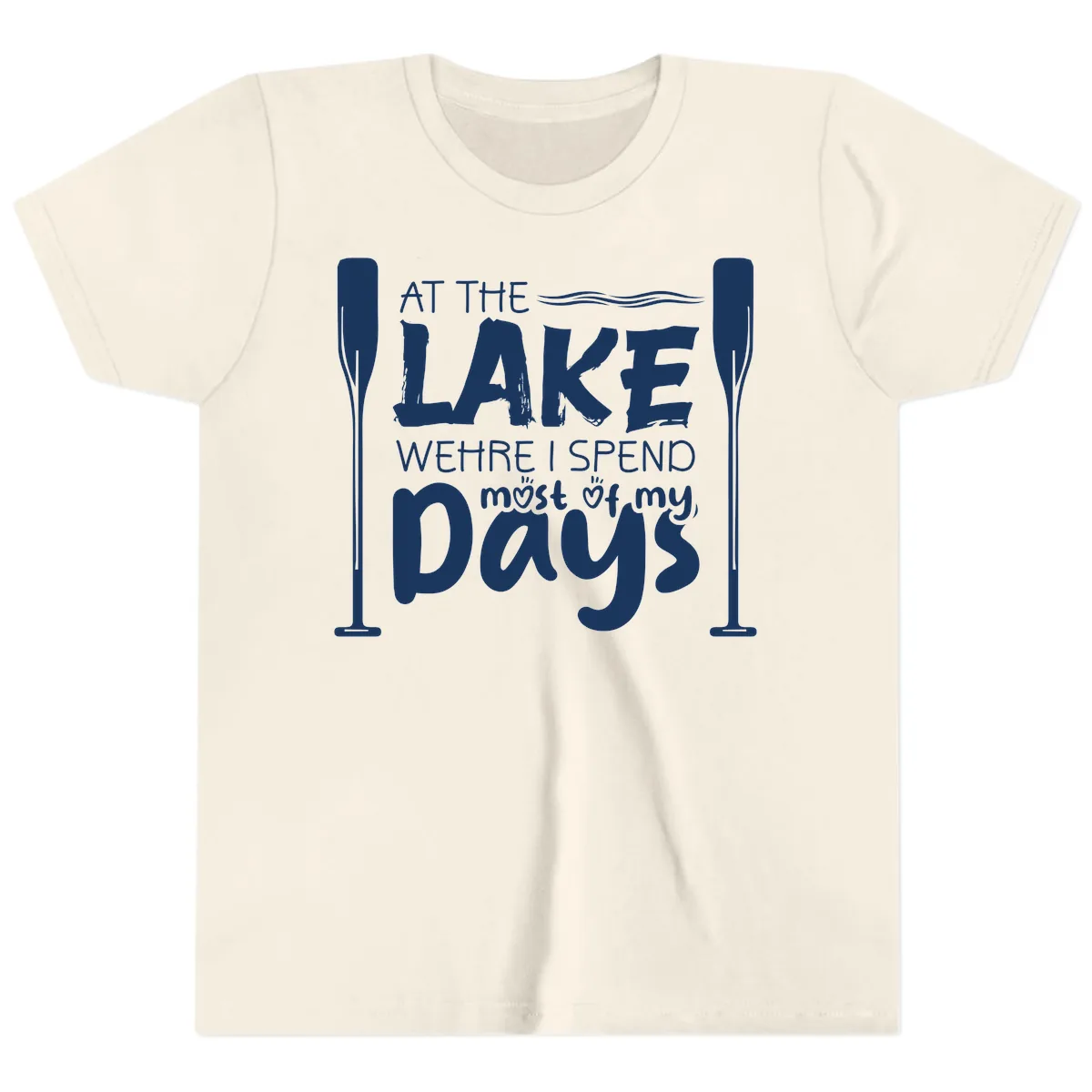 At The Lake Where I Spend Most Of My Days Youth T-Shirt in Natural