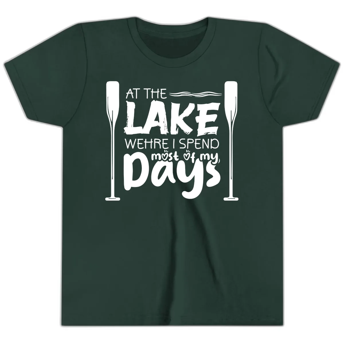 At The Lake Where I Spend Most Of My Days Youth T-Shirt in Forest