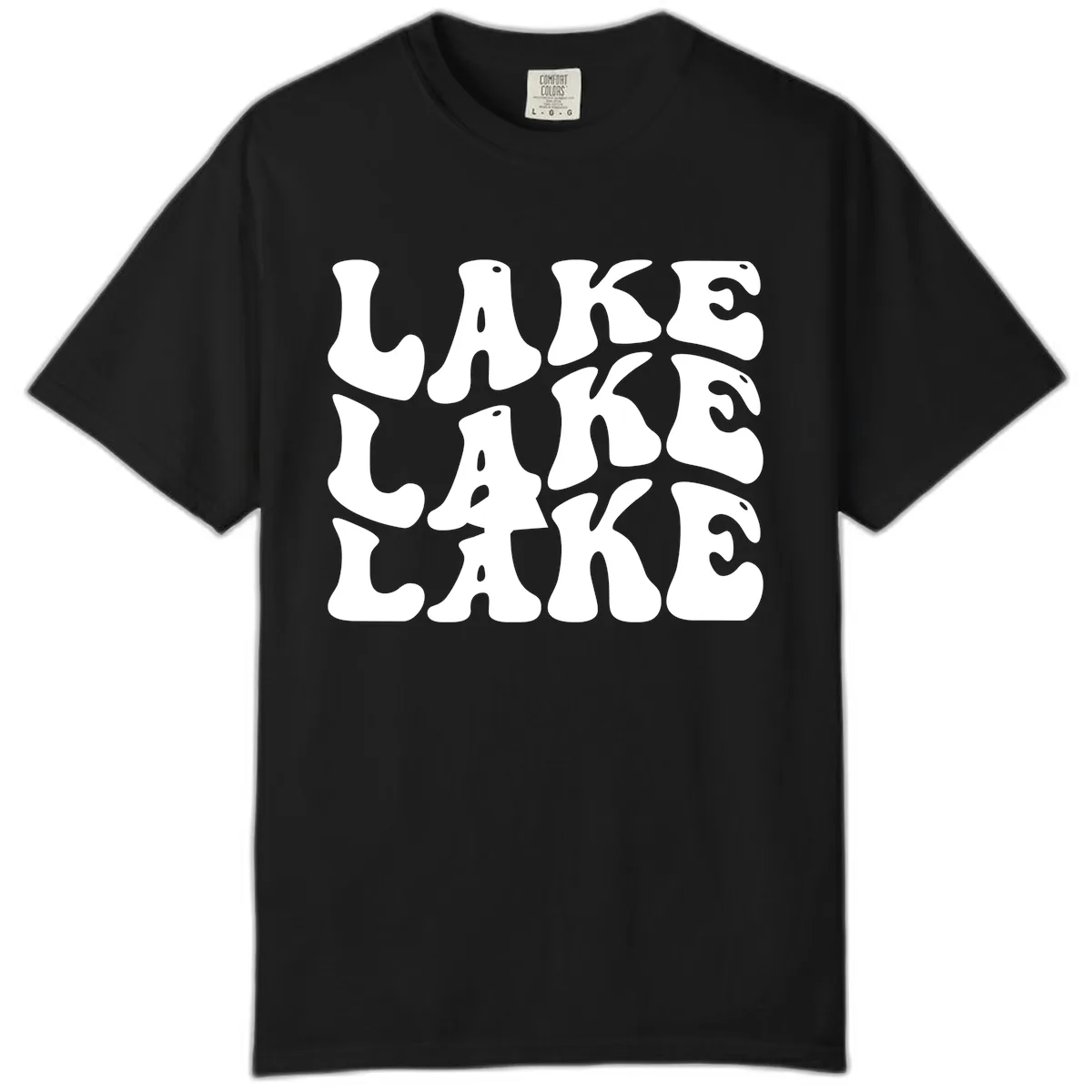 Retro Lake Life Typography Comfort Color in Black