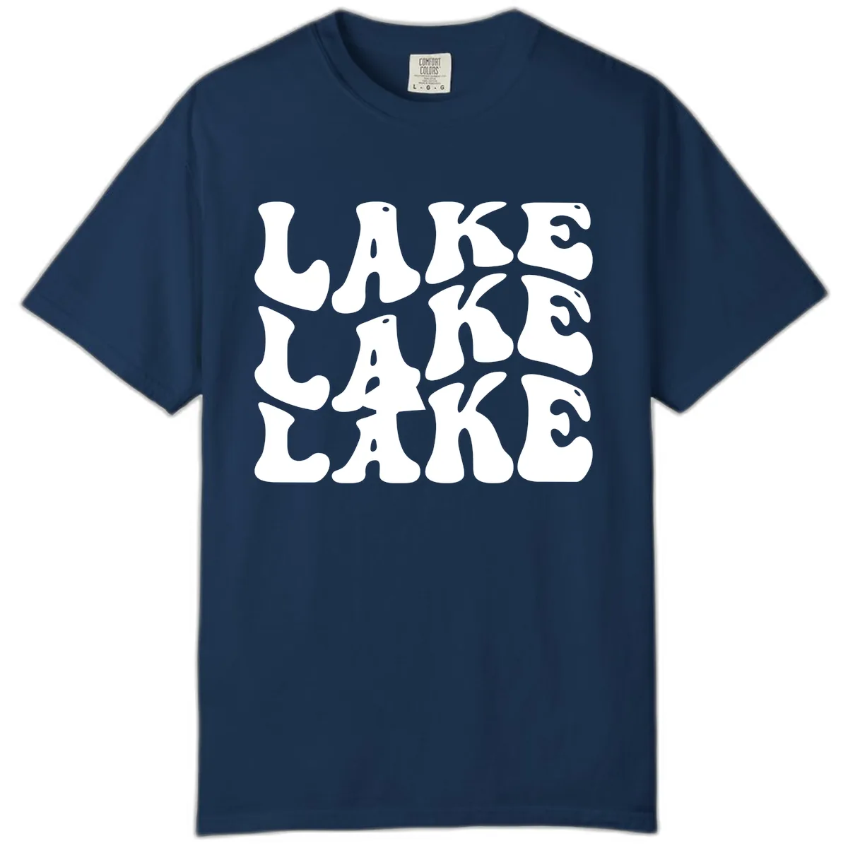 Retro Lake Life Typography Comfort Color in Navy