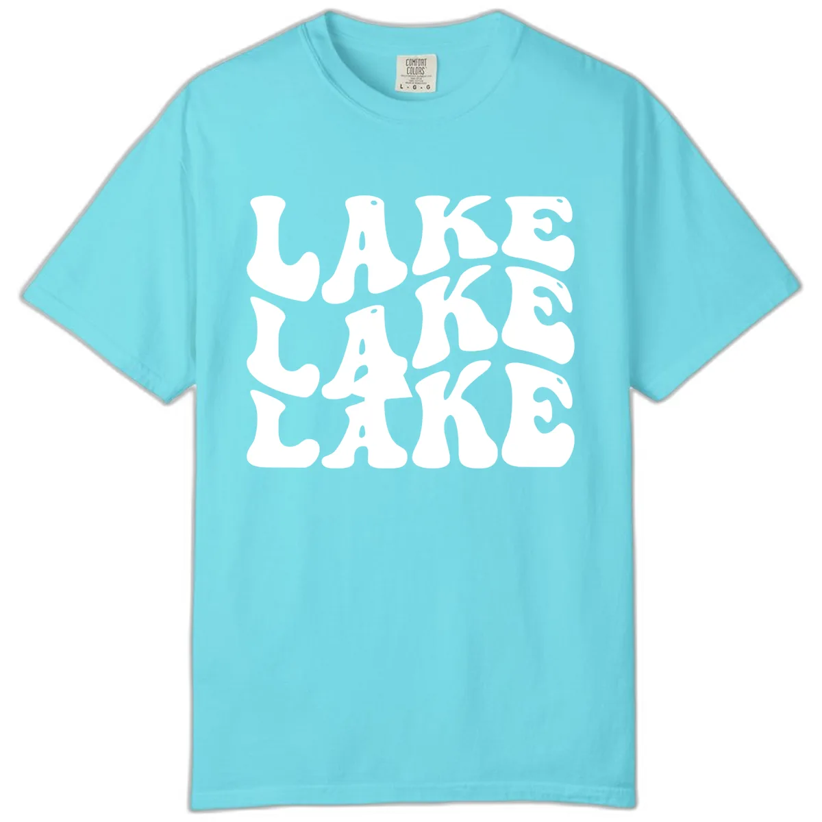 Retro Lake Life Typography Comfort Color in Lagoon Blue
