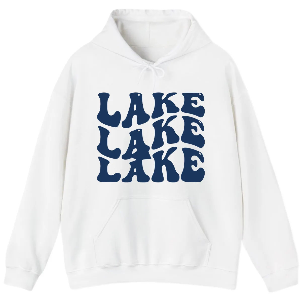 Retro Lake Life Typography Hoodie in White