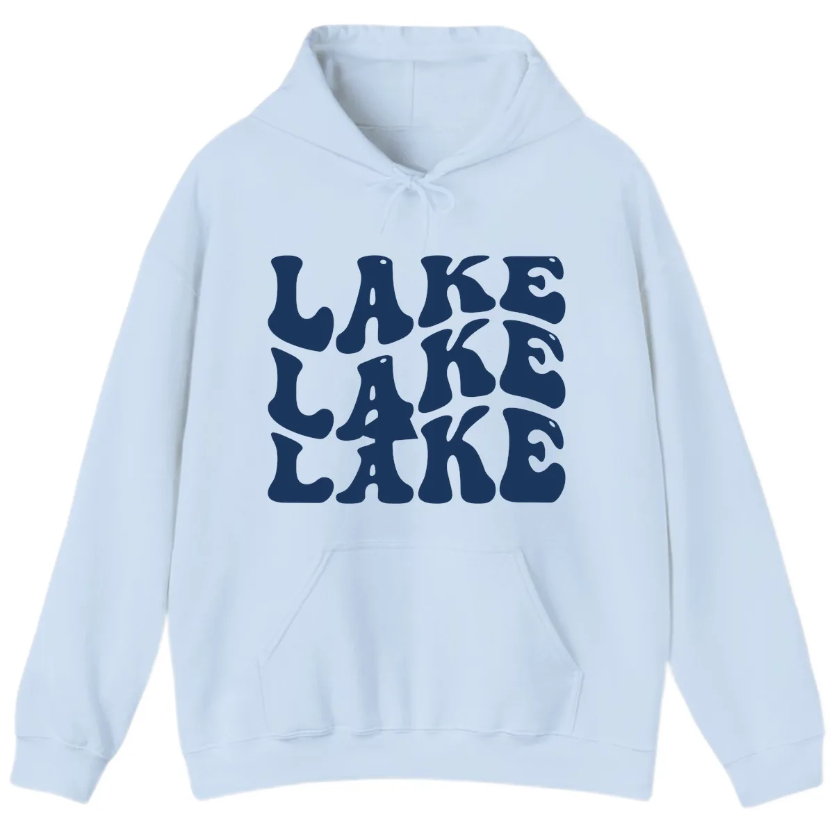 Retro Lake Life Typography Hoodie in Light Blue