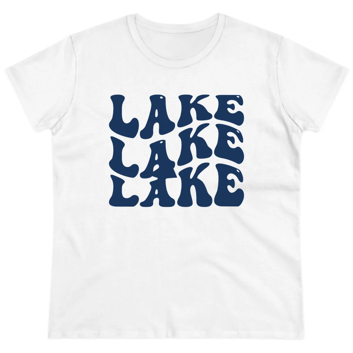 Retro Lake Life Typography Ladies Tee in White