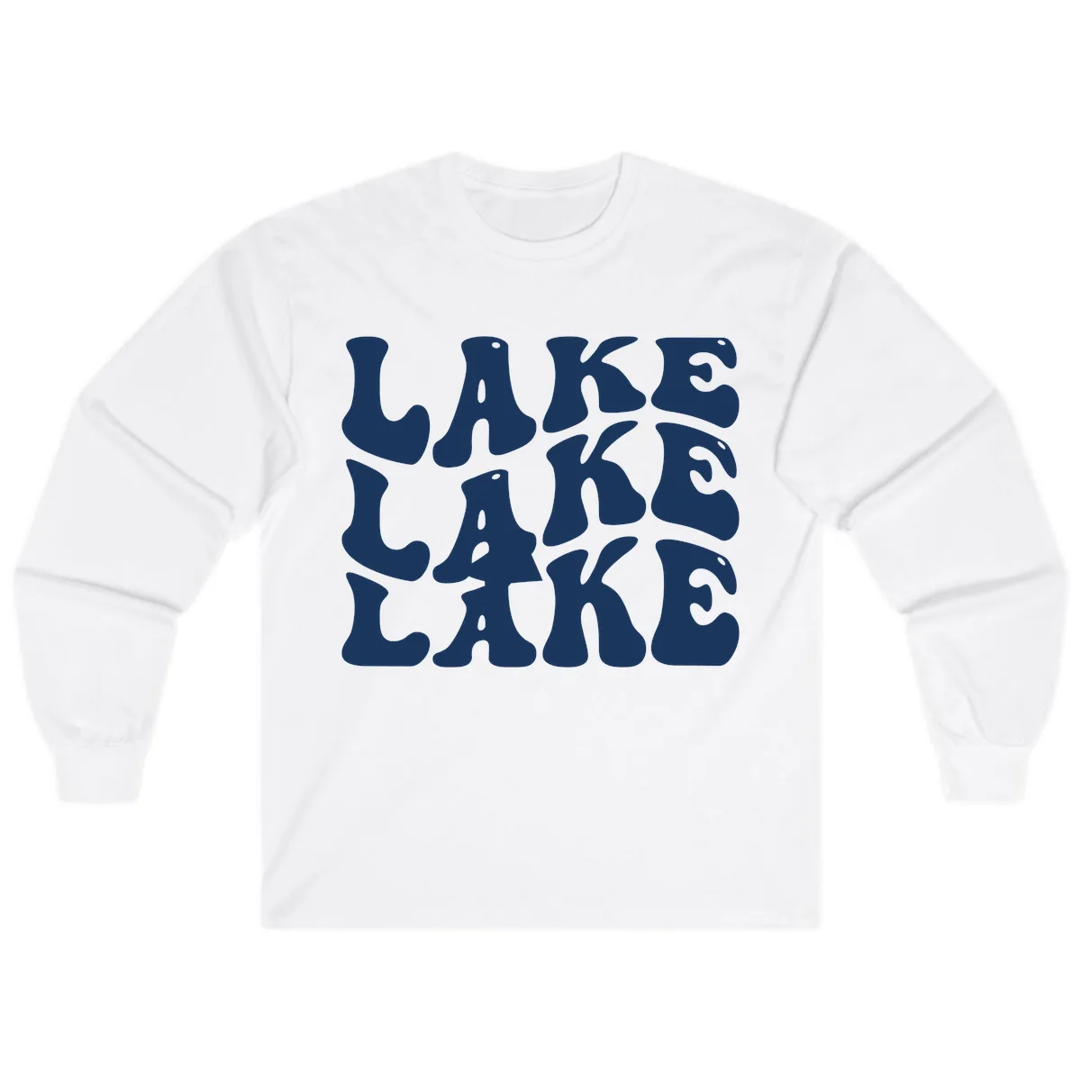 Retro Lake Life Typography Long Sleeve in White