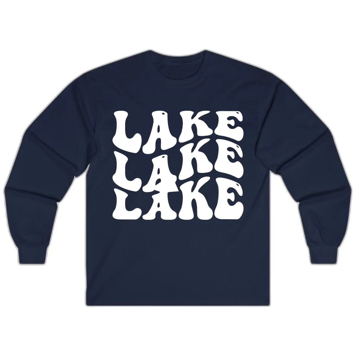 Retro Lake Life Typography Long Sleeve in Navy