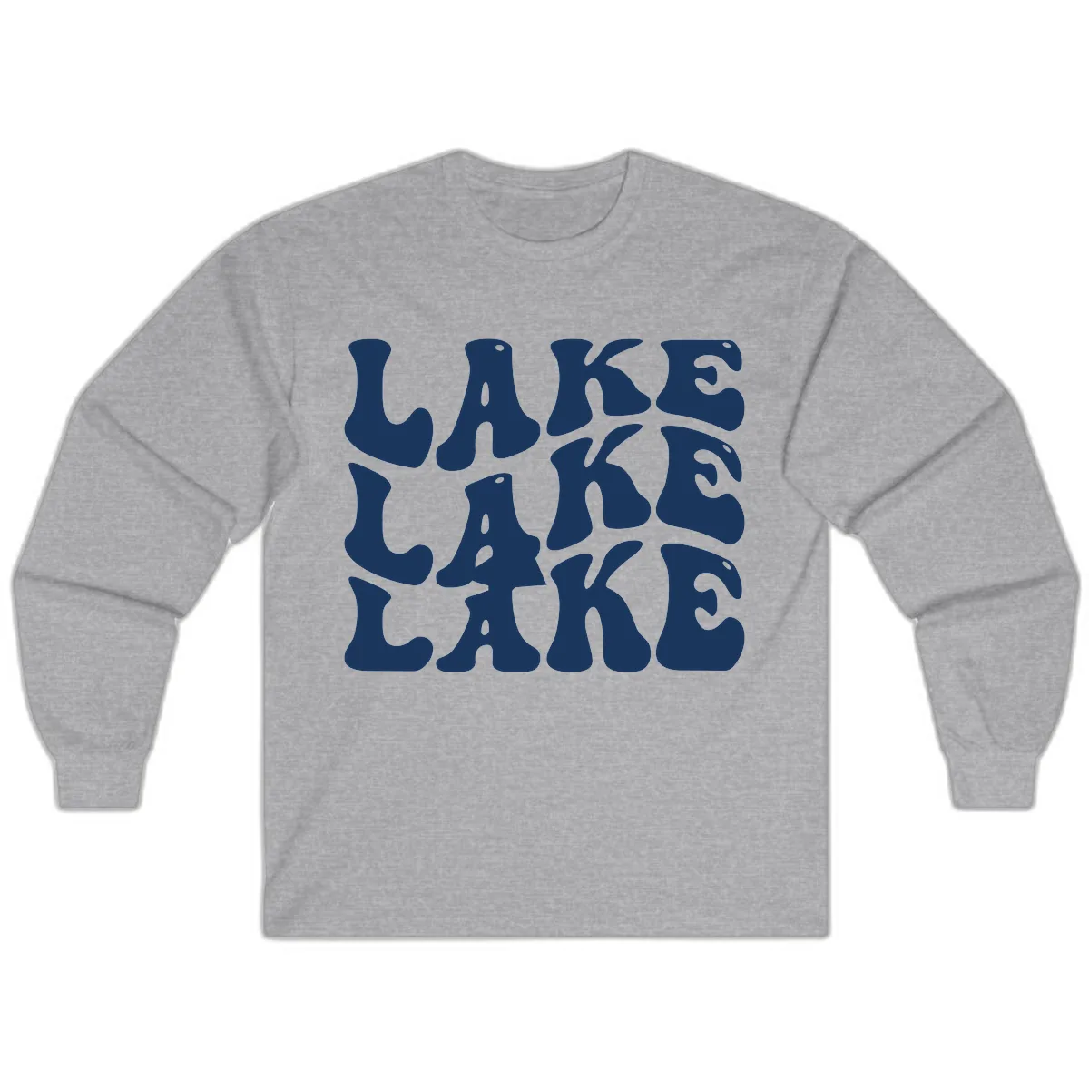 Retro Lake Life Typography Long Sleeve in Sport Grey