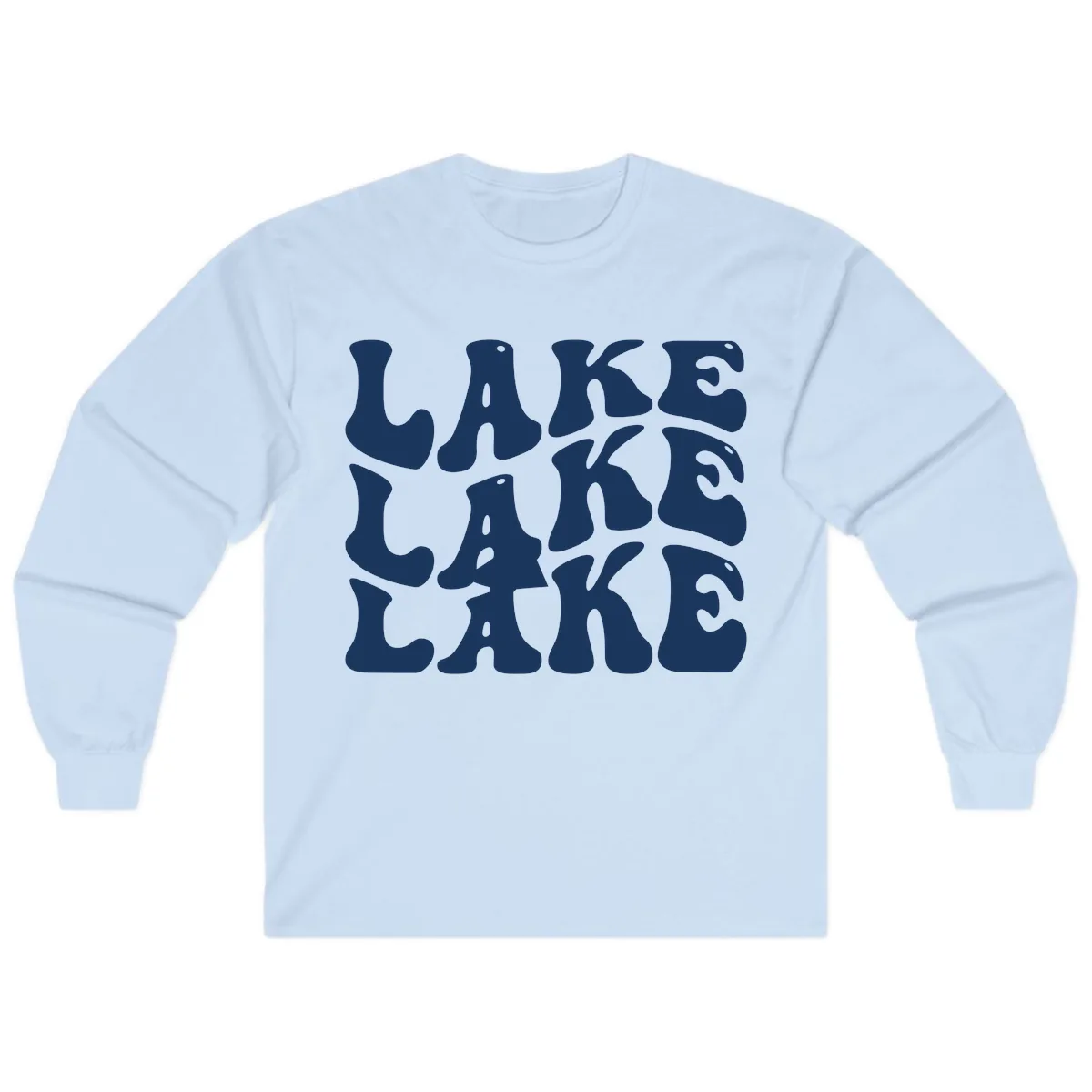 Retro Lake Life Typography Long Sleeve in Light Blue