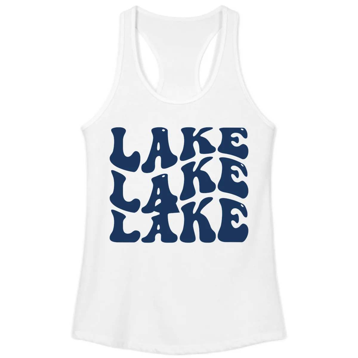 Retro Lake Life Typography Ladies Tank in White
