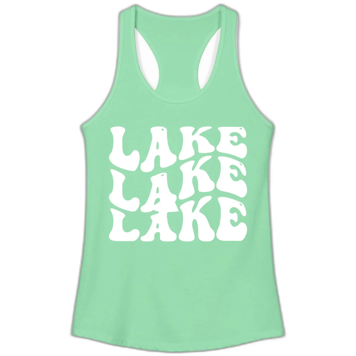Retro Lake Life Typography Ladies Tank in Solid Mint