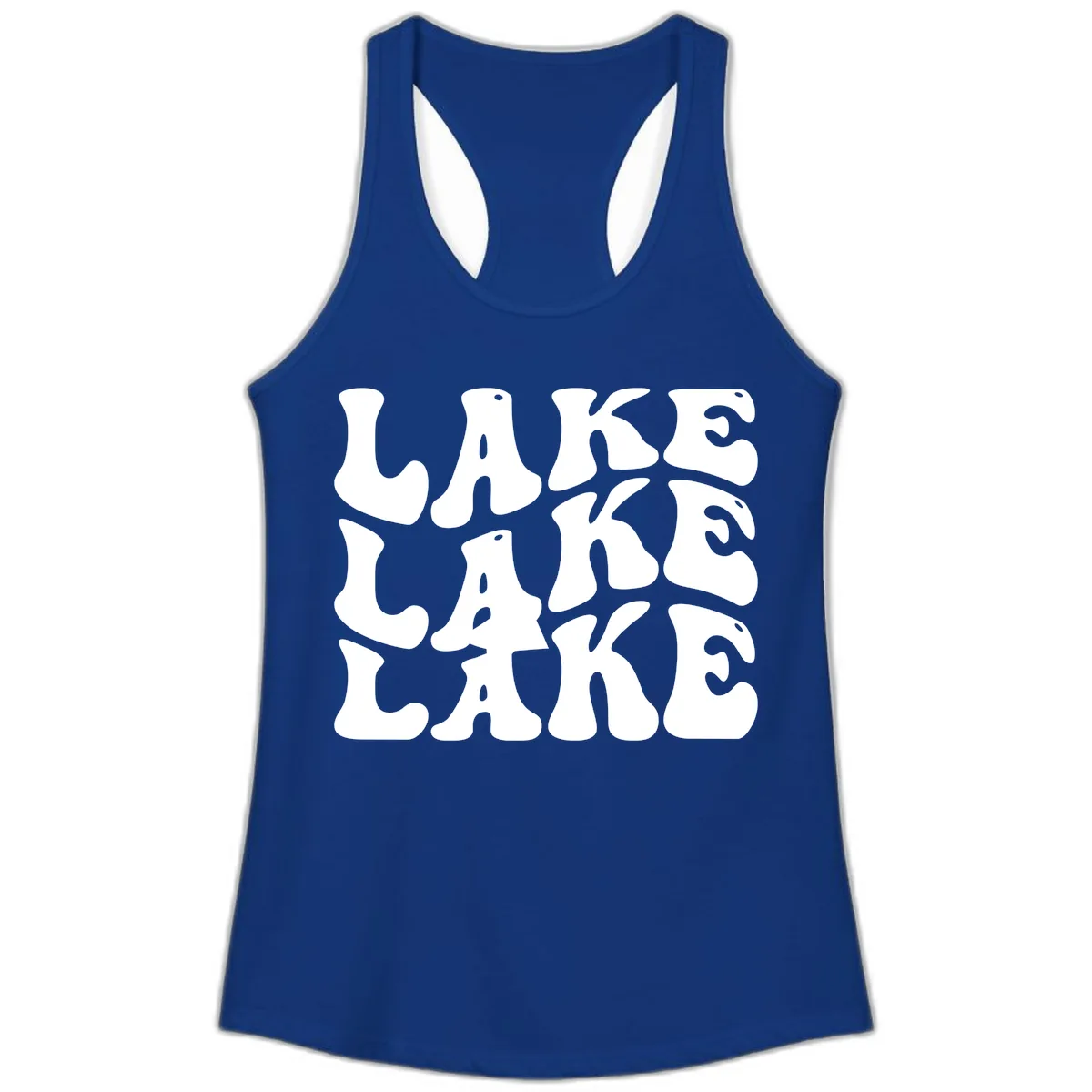 Retro Lake Life Typography Ladies Tank in Solid Royal