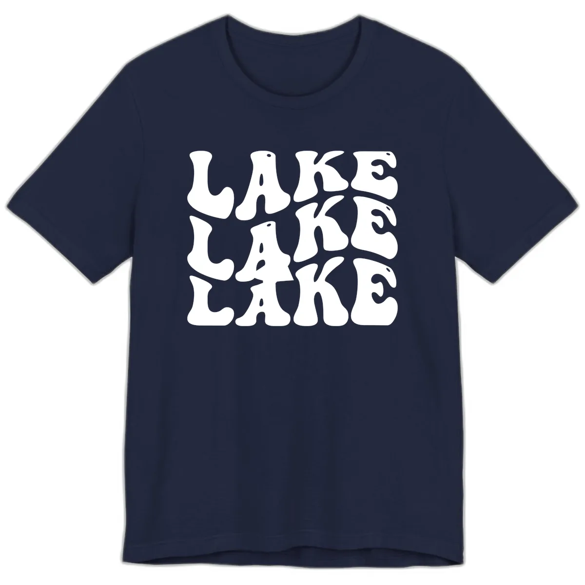Retro Lake Life Typography Premium T-Shirt in Navy