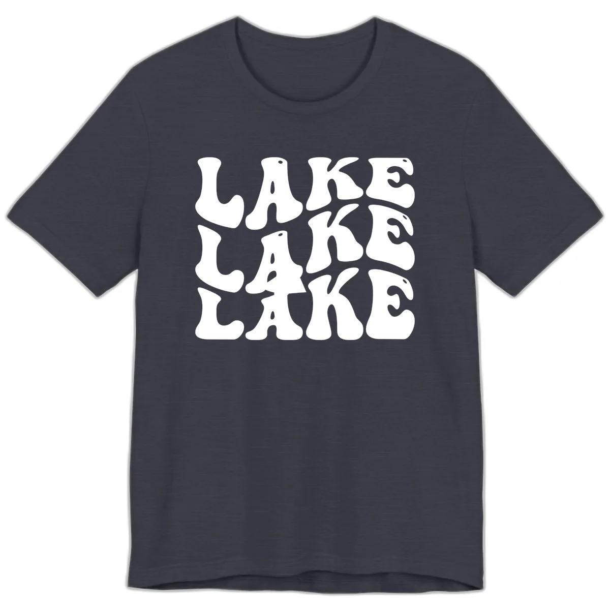 Retro Lake Life Typography Premium T-Shirt in Heather Midnight Navy